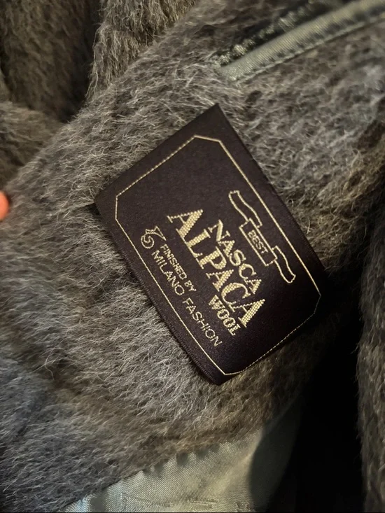 Women's Gray Alpaca Wool -Trim Coat - Picture 4 of 9